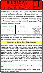 Blood Type Diet – A – Medical Pocket Card