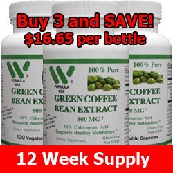 Green Coffee Bean Extract 800 Mg -360 Capsules (3 Pack) – #4543