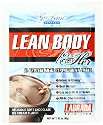 Labrada Nutrition Lean Body for Her Hi-Protein Meal Replacement Shake, Delicious Soft Chocolate Ice Cream, 1.7-Ounce Packets (Pack of 20)