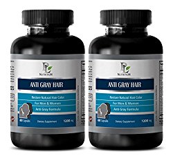 Gray hair natural – ANTI GRAY HAIR NATURAL COMPLEX 1200mg – Vitamin b6 and folic acid – 2 Bottles 120 Capsules