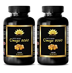 Omega 3 fatty acids supplements – OMEGA 8060 Fatty Acids 1500mg – Brain blood circulation – 2 Bottles 120 softgels