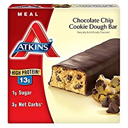 Atkins Meal Bar, Chocolate Chip Cookie Dough, 5 Bars (Pack of 6)