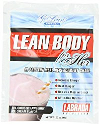 Labrada Nutrition Lean Body For Her Meal Replacement Powder, Strawberry, 1.7-Ounce Packets (Pack of 20)