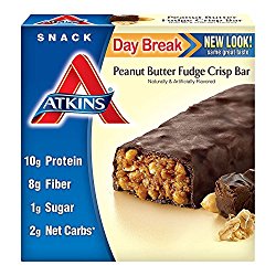 Atkins Day Break Bar, Peanut Butter Fudge Crisp, 1.2 oz. each, 5 Count, Net. Wt. 6 oz.