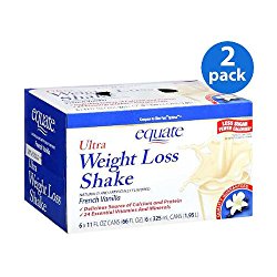 Equate Ultra Weight Loss Shakes, French Vanilla, 6 Shakes, 11-Ounce Box (Pack of 2)
