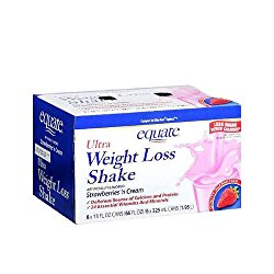Equate Ultra Weight Loss Shakes, Strawberries ‘N Cream, 6 Shakes, 11-Ounce Box (Pack of 2)