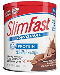 SlimFast – Original Meal Replacement Shake Mix Powder – Weight Loss Shake – 10g of Protein – 24 Vitamins and Minerals Per Serving – Great Taste – 12.83 oz. – Creamy Milk Chocolate