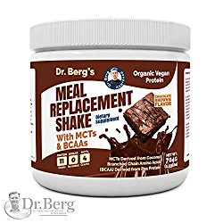 Dr. Berg’s Meal Replacement Shake with MCTs & BCAAs, Plant Based Organic Protein, Zero Added Sugars – Delicious Creamy Chocolate Brownie Flavor, 11 Grams of Protein, 4 Grams of MCT, 1.55 Pounds