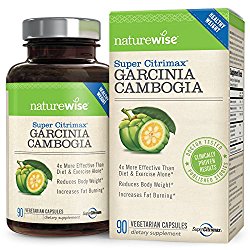 NatureWise Clinically Proven Super CitriMax Garcinia Cambogia with 4x Greater Fat Burning & Weight Loss Plus Appetite Control, 500 mg, 90 count