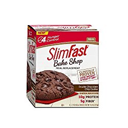 SlimFast Bakeshop, Meal Replacement, Double Chocolate Chip Cookie, With 10g Of Protein & 5g Fiber, 2.4 Oz, 4 Count