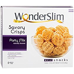 WonderSlim High Protein Savory Crisps – Party Mix (10 Servings) – Low Fat, Gluten Free, Sugar Free, Cholesterol Free