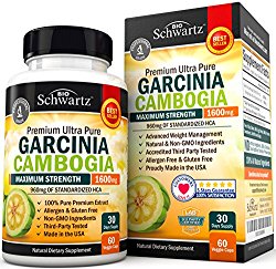 Garcinia Cambogia Pure Extract 1600mg with 960mg HCA. Fast Weight Loss & Fat Metabolism. Best Appetite Suppressant, Extreme Carb Blocker & Fat Burner for Women & Men. Garcinia Cambogia Premium Pills
