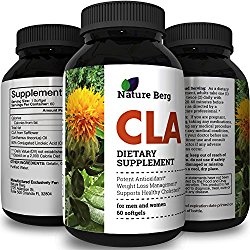 Pure Conjugated Linoleic Acid Supplement Capsules CLA Safflower Oil Omega 6 Burn Belly Fat Reduce Weight Best Bodybuilding Workout Booster – Increase Metabolism Formula for Men & Women by Nature Berg