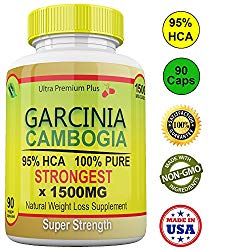 Strongest 1500MG 100% Pure 95% HCA Extract Garcinia Cambogia Capsules Extreme Fat Burner for Weight Loss & Appetite Suppressant. All Natural Slim Pills by Ultra Premium Plus
