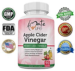 Apple Cider Vinegar Weight Loss Formula- All-Natural Apple Cider Vinegar Dietary Supplements- Improves Digestive Functions- Supports Natural Weight Loss- Detox and Cleanse- 90 Caps 500Mg