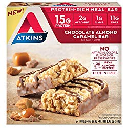 Atkins Protein-Rich Meal Bar, Chocolate Almond Caramel, 5 Count