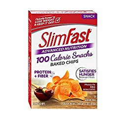 SlimFast Advanced Potato Baked Crisps Snacks, Mesquite BBQ – 1 Ounce Bag, Pack of 5