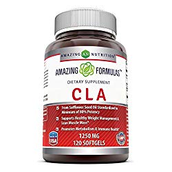 Amazing Formulas CLA – 1250 Mg – Supports Healthy Weight Management – Promotes Lean Mass Muscles – Promotes Metabolism & Immune Health. (120 Softgels)