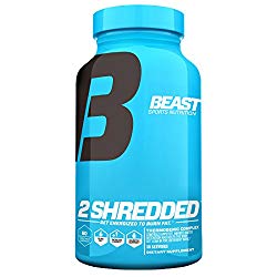 Beast Sports Nutrition – 2 Shredded – Thermogenic Weight Loss Supplement – Burns Body Fat – Controls Appetite – Supports Healthy Thyroid – Increases Daily Energy – 60 Veggie Caps