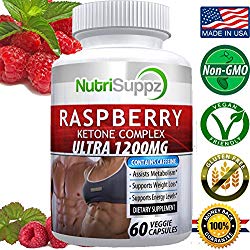 100% Pure Raspberry Ketone COMPLEX ULTRA 1200mg, Weight Loss Pills, Thermogenic Effect – Green Tea Extract, African Mango, Grape Seed Extract – 60 Veggie Capsules