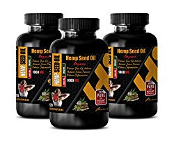 Brain Booster Supplements – Hemp Seed Oil 1000 MG Organic – Dietary Supplement – Hemp Oil Extract for Pain, Anxiety & Stress Relief – 3 Bottles (360 Liquid Capsules)