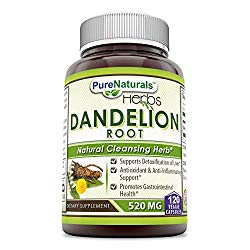 Pure Naturals Dandelion Root Dietary Supplement 520 Mg 120 Capsules- Supports Detoxification of Liver* Antioxidant & Anti-Inflammatory Support* Promotes Gastrointestinal Health*