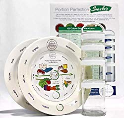 Bariatric Portion Control Plate 8″ & 100 Cal Snack Container for After Weight Loss Surgery, Melamine. Health Eating Visual Tool for Gastric Sleeve, Bypass Or Band with Protein, Carbs & Vegetables