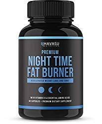 Havasu Nutrition Premium Night Time Weight Loss Pills with Vitamin D, Green Coffee Bean Extract, White Kidney Bean Extract, L-Tryptophan, Melatonin- Non Habit Forming PM Fat Burner, 60 Capsules