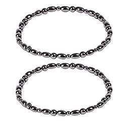 Healifty Weight Loss Bracelet 2pcs Healthy Care Weight Loss Anklet Magnet Bracelet Elastic Bracelet for Women and Man (Black)
