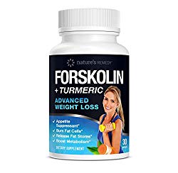 Nature’s Remedy 100% Pure Forskolin + Turmeric Extract for Weight Loss | Extra Strength Appetite Suppressant, Carb Blocker and Weight Loss Pills for Women and Men | 30 Capsules