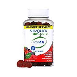 Slimquick Pure Extra Strength Gummies, appetite suppressant, dietary supplement, 60 Count- Lose 3x the weight (Packaging May Vary)