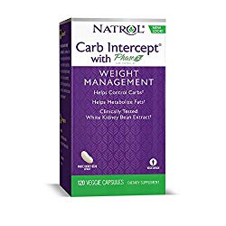 Natrol Carb Intercept with Phase 2 Carb Controller Capsules, White Kidney Bean Extract, Helps Control Carbs, Helps Metabolize Fats, Clinically Tested, Promotes Healthy Body Weight, 1,000mg, 120 Count