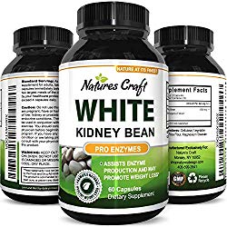 Pure White Kidney Bean Extract Effective and Optimized for Weight Loss – Carb Blocker and Prevents Fat from Forming – USA Made by Natures Craft