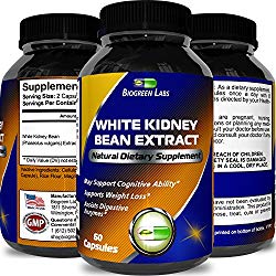 Pure White Kidney Bean Extract Pills Natural Weight Loss Supplement with Starch Carb Blocker Appetite Suppressant Lose Body Fat Aid Digestive System for Men and Women 60 Capsules by Natures Craft