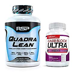 RSP QUADRALEAN 2.0 & 2X CARB Block Ultra Bundle: Professional Strength, Fat-Burning Powerhouse. Block Carbohydrates, Boost Metabolism & Energy, Inhibit Fat Production with The Best Weight Loss Pills
