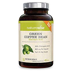NatureWise Green Coffee Bean 800mg Max Potency Extract 50% Chlorogenic Acids | Raw Green Coffee Antioxidant Supplement & Metabolism Booster for Weight Loss | Non-GMO, Vegan, Gluten-Free [1 Month]