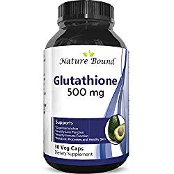 Pure Glutathione Supplement 500 mg GSH – Pure Skin Whitening Pills Natural Antioxidant with Milk Thistle Extract Silymarin Liver Health Alpha Lipoic Acid Amino – 30 Veg Capsules by Nature Bound