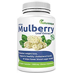 Naturesque White Mulberry Leaf Extract | Controls Appetite, Curbs Sugar & Carb Cravings | Helps Lower Blood Sugar Levels | Perfect for Zuccarin Diet Weight Loss | 1000mg 60 Vegan Capsules