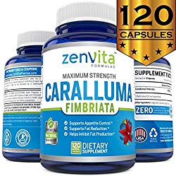 Pure Caralluma Fimbriata Extract 1200 mg – 120 Capsules, Non-GMO & Gluten Free, Maximum Strength Natural Weight Loss Supplement, Diet Pills That Work Fast for Women and Men