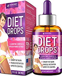 Diet Drops with L-Carnitine – Made in USA – Most Effective Fat Burner – 100% Natural Appetite Suppressant & Metabolism Booster – Weight Loss Drops with L-Arginine, L-Glutamine & Garcinia Cambogia