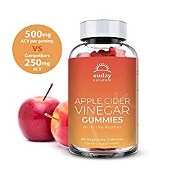 Apple Cider Vinegar Gummies – 1 Pack – 60 Count, Organic, Vegan, Gluten-Free, Non-GMO, with”The Mother” Gummy Alternative to ACV Capsules, Liquid – Detox, Cleanse, Appetite Suppressant, Weight Loss