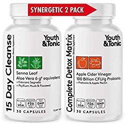 Colon Cleanser & Complete Detox Matrix | Synergic Value Kit w/Highly Rated Formula for 15 Day Cleanse & Full Body Detox | Colon Health Probiotic w/Senna ACV Aloe Vera | Kick Off Weight Management