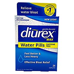 Diurex Max Water Pills – Maximum Strength Caffeine Free Diuretic – Relieve Water Bloat – 24 Count
