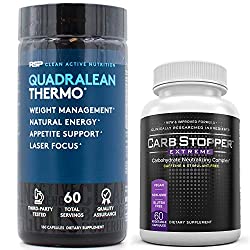 QuadraLean Thermo (60 Servings) Bundled with Carb Stopper Extreme (60 Caps) – Most Powerful Thermogenic Fat Burning Combination for Weight Loss | Keto Friendly Diet Supplements to Melt Away Belly Fat
