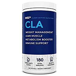 RSP CLA 1000 Conjugated Linoleic Acid Max Strength Softgels, Natural Stimulant Free Weight Loss Supplement, Fat Burner for Men & Women, 180 Ct. (Packaging May Vary)